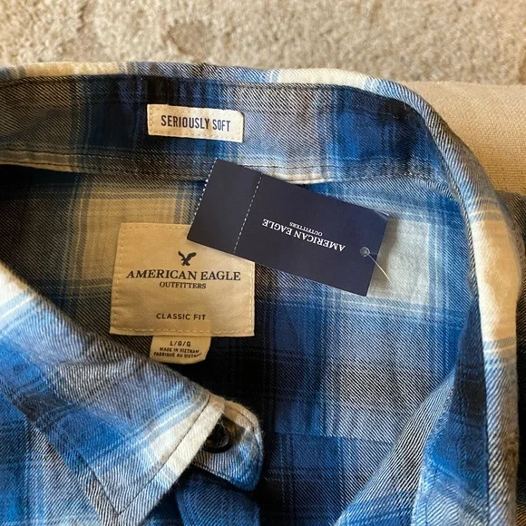 Men’s American Eagle Classic Fit Flannel SZ L - Picture 5 of 11